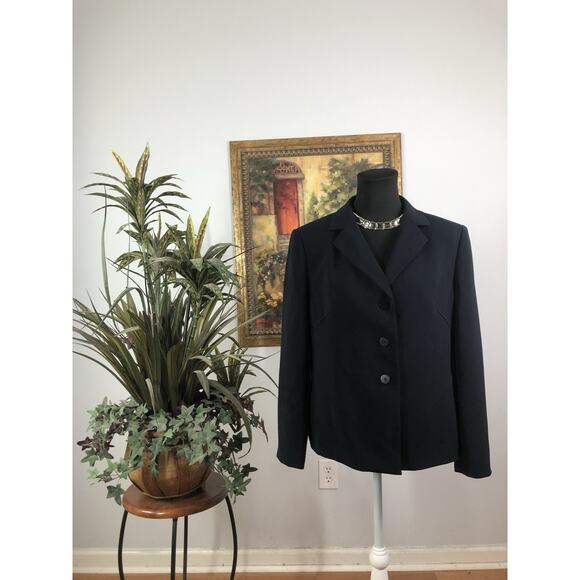 Le Suit Essentials Women Jacket 3 Buttons Front Office Siren Preppy Size 12P - Picture 1 of 11
